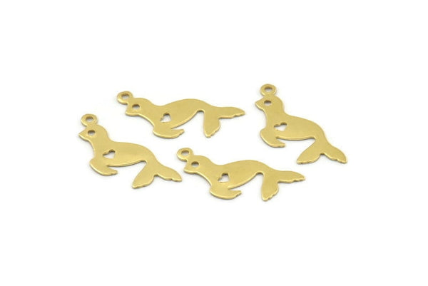 Brass Seal Charm, 50 Raw Brass Seal Charms With 1 Loop (23x10x0.45mm) M01286