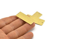 Brass Rectangle Charm, 6 Textured Raw Brass Rectangle Charms With 1 Loop (40x15x0.80mm) A1913