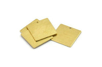 Brass Square Charm, 8 Textured Raw Brass Square Charms With 1 Hole (20x0.80mm) A1886