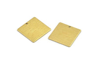 Brass Square Charm, 8 Textured Raw Brass Square Charms With 1 Hole (20x0.80mm) A1886