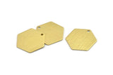 Brass Hexagon Charm, 8 Textured Raw Brass Hexagon Charms With 1 Hole (23x20x0.80mm) A1893