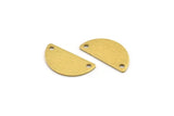Semi Circle Charm, 24 Textured Raw Brass Half Moon Charms With 2 Holes (20x10x0.80mm) A1901