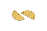 Semi Circle Charm, 24 Textured Raw Brass Half Moon Charms With 4 Holes (20x10x0.80mm) A1902