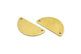 Semi Circle Charm, 12 Textured Raw Brass Half Moon Charms With 2 Holes (25x13x0.80mm) A1900