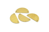 Semi Circle Charm, 12 Textured Raw Brass Half Moon Charms With 2 Holes (25x13x0.80mm) A1900