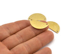 Semi Circle Charm, 12 Textured Raw Brass Half Moon Charms With 2 Holes (25x13x0.80mm) A1900