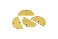 Semi Circle Charm, 12 Textured Raw Brass Half Moon Charms With 2 Holes (25x13x0.80mm) A1905