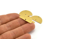 Semi Circle Charm, 12 Textured Raw Brass Half Moon Charms With 2 Holes (25x13x0.80mm) A1905