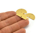 Semi Circle Charm, 12 Textured Raw Brass Half Moon Charms With 2 Holes (25x13x0.80mm) A1905
