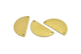 Semi Circle Charm, 10 Textured Raw Brass Half Moon Charms With 2 Holes (30x15x0.80mm) A1899