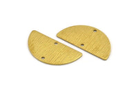 Semi Circle Charm, 10 Textured Raw Brass Half Moon Charms With 2 Holes (30x15x0.80mm) A1898