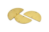 Semi Circle Charm, 4 Textured Raw Brass Half Moon Charms With 2 Holes (40x20x0.80mm) A1906