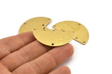 Semi Circle Charm, 4 Textured Raw Brass Half Moon Charms With 6 Holes (40x20x0.80mm) A1909