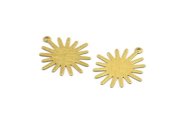 Brass Sun Charm, 24 Textured Raw Brass Sun Charms With 1 Loop, Findings (24x22x0.40mm) A1897