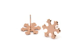 Rose Gold Snowflake Earring, 4 Rose Gold Plated Brass Snowflake Stud Earrings (14x1mm) D0600 A1163 Q0672