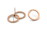 Rose Gold Circle Earring, 2 Rose Gold Plated Brass Circle Stud Earrings (20x2x2mm) E008 A1265
