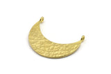 Hammered Crescent Pendant, 3 Raw Brass Hammered Crescent Pendants With 2 Loops (29x10x1mm) BS 1882