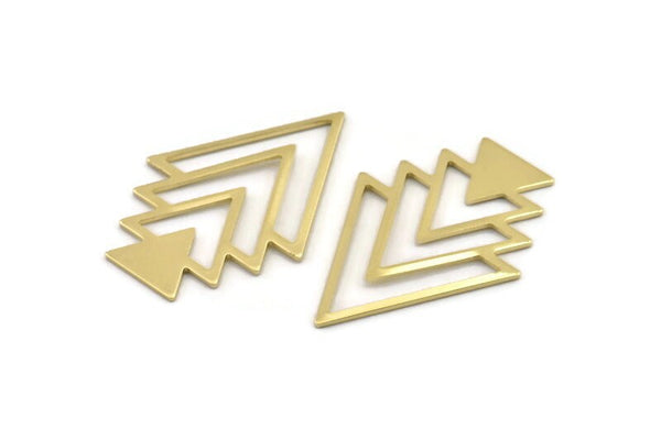 Brass Triangle Blank, 4 Raw Brass Tree Blanks (47x33x1mm) M01445