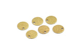 Brass Round Charm, 100 Textured Raw Brass Round Tags With 1 Hole (8mm) A1864