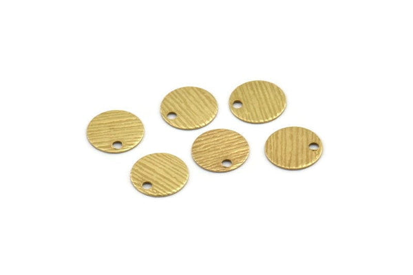 Brass Round Charm, 100 Textured Raw Brass Round Tags With 1 Hole (8mm) A1864