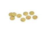 Brass Round Charm, 100 Textured Raw Brass Round Tags With 1 Hole (8mm) A1864