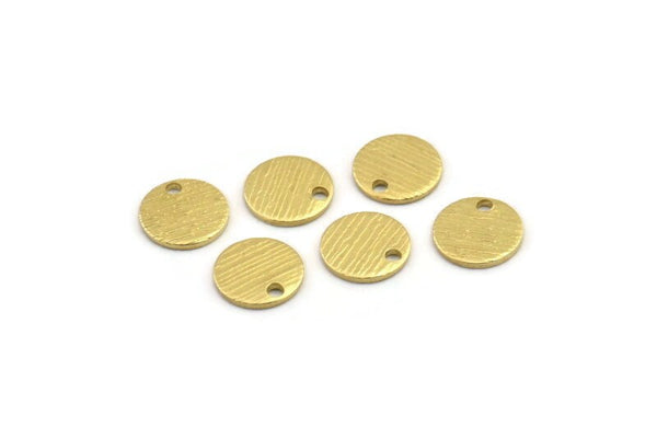 Brass Round Charm, 50 Textured Raw Brass Round Tags With 1 Hole (8x0.80mm) A1865