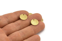 Brass Round Charm, 50 Textured Raw Brass Round Tags With 1 Hole (12mm) A1852