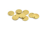 Brass Round Charm, 24 Textured Raw Brass Round Tags With 1 Hole (12x0.80mm) A1855