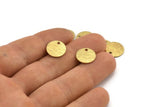 Brass Round Charm, 24 Textured Raw Brass Round Tags With 1 Hole (12x0.80mm) A1855