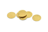 Brass Round Charm, 24 Textured Raw Brass Round Tags With 1 Hole (16mm) A1880