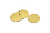 Brass Round Charm, 12 Textured Raw Brass Round Tags With 1 Hole (16x0.80mm) A1867