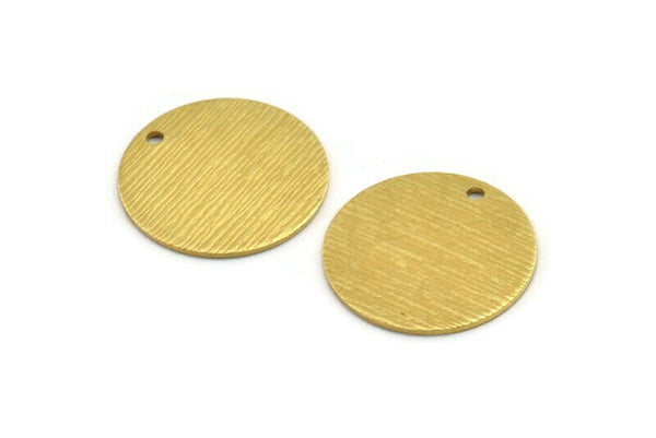 Brass Round Charm, 8 Textured Raw Brass Round Tags With 1 Hole (20x0.80mm) A1862