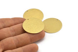 Brass Round Charm, 4 Textured Raw Brass Round Tags With 1 Hole (30x0.80mm) A1869