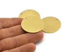 Brass Round Charm, 4 Textured Raw Brass Round Tags With 1 Hole (32x0.80mm) A1871