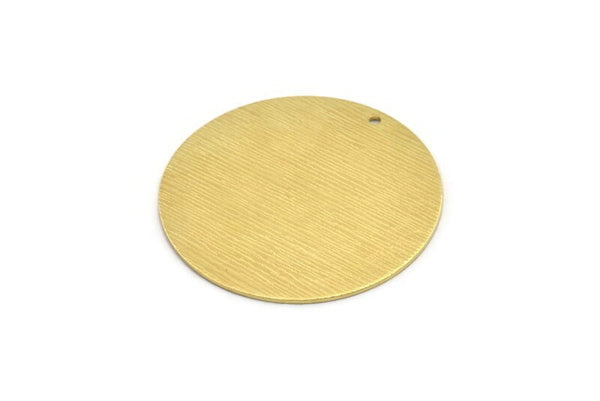 Brass Round Charm, 2 Textured Raw Brass Round Tags With 1 Hole (40x0.80mm) A1868
