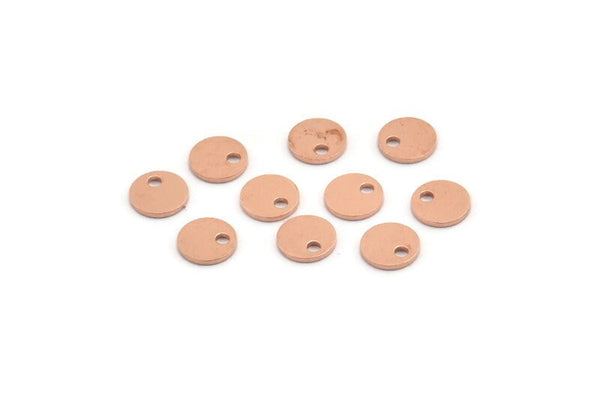 Copper Cabochon Tag, 100 Raw Copper Cabochon Tags With 1 Hole, Stamping Tags (6x0.70mm) M01429