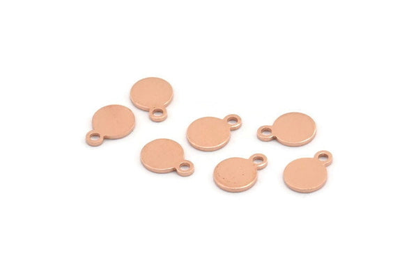 Copper Cabochon Tag, 100 Raw Copper Cabochon Tags With 1 Loop, Stamping Tags (8x6x0.70mm) M01431