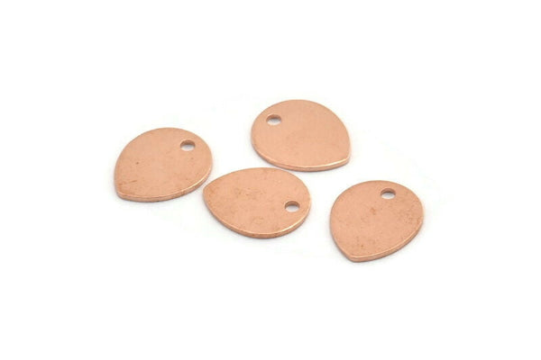 Copper Drop Charm, 12 Raw Copper Drop Charms With 1 Hole, Stamping Blanks (12x0.70mm) M01425