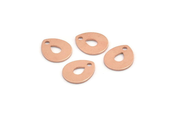 Copper Drop Charm, 12 Raw Copper Drop Charms With 1 Hole, Stamping Blanks (12x0.70mm) M01418