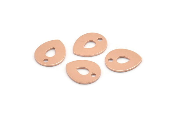 Copper Drop Charm, 12 Raw Copper Drop Charms With 1 Hole, Stamping Blanks (12x0.70mm) M01423