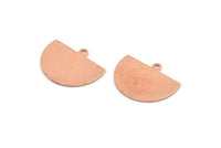 Semi Circle Charm, 10 Raw Copper Half Moon Charms With 1 Loop, Stamping Blank (22x17x0.70mm) M01432