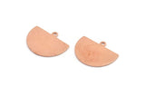 Semi Circle Charm, 10 Raw Copper Half Moon Charms With 1 Loop, Stamping Blank (22x17x0.70mm) M01432