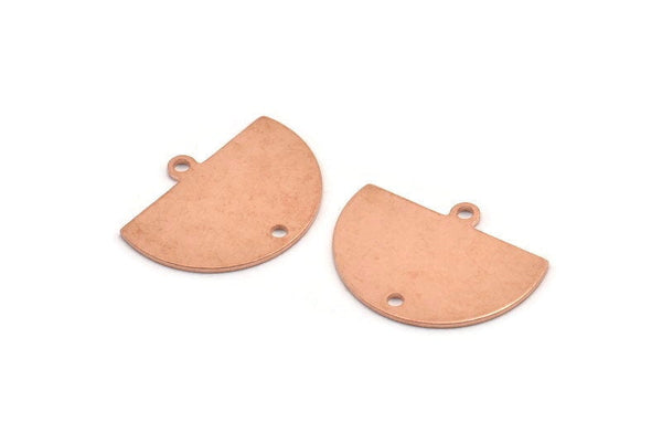 Yarım Daire Charm, 1 Döngü ve 1 Delikli 10 Ham Bakır Yarım Ay Charm, Damgalama Boşluğu (22x17x0,70 mm) M01433