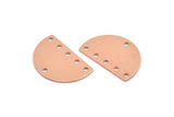 Semi Circle Charm, 10 Raw Copper Half Moon Charms With 6 Holes, Blanks, Stamping Blanks (22x14x0.70mm) M01434