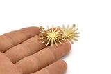 Brass Sun Charm, 2 Raw Brass, Brass Sun, Charm Pendant, Brass Pendant, Brass Charm With 1 Loop (32x30mm) N1519