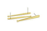 Brass Stick Earring, 8 Raw Brass Stick Stud Earrings With 1 Hole (40x4x1.5x0.80mm) A1353 A1814