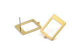 Brass Rectangle Earring, 8 Raw Brass Rectangle Stud Earrings With 1 Loop (20x14x0.80mm) D877 A1838
