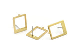 Brass Rectangle Earring, 8 Raw Brass Rectangle Stud Earrings With 1 Loop (20x14x0.80mm) D877 A1838
