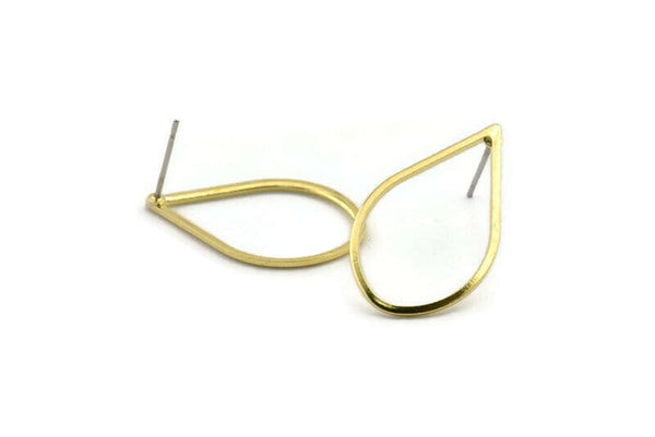 Brass Drop Earring, 10 Raw Brass Drop Stud Earrings (26x16x1mm) A1698 A1916