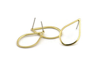Brass Drop Earring, 10 Raw Brass Drop Stud Earrings (26x16x1mm) A1698 A1916
